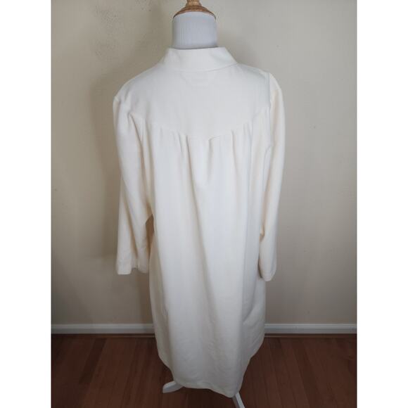 Vintage Shadowline Nightgown Ivory Long Sleeves Housecoat Zip Up Size Large USA - Picture 5 of 9